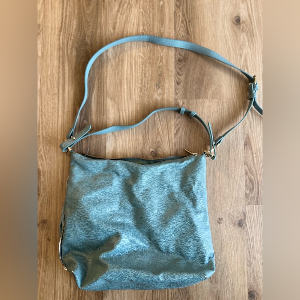 Turquoise Satchel Bag, multi pocket and straps